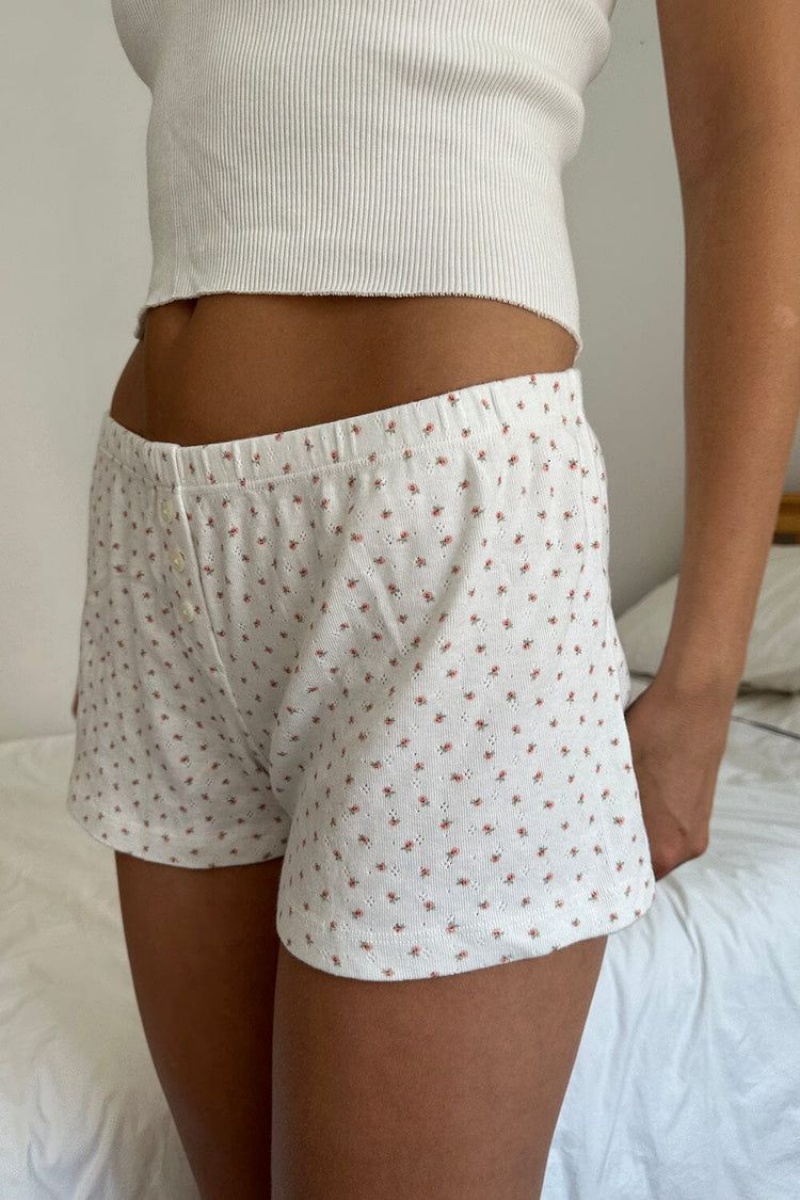 Short Jogging Brandy Melville Keira Floral Blanche Rose | ANN-68809418